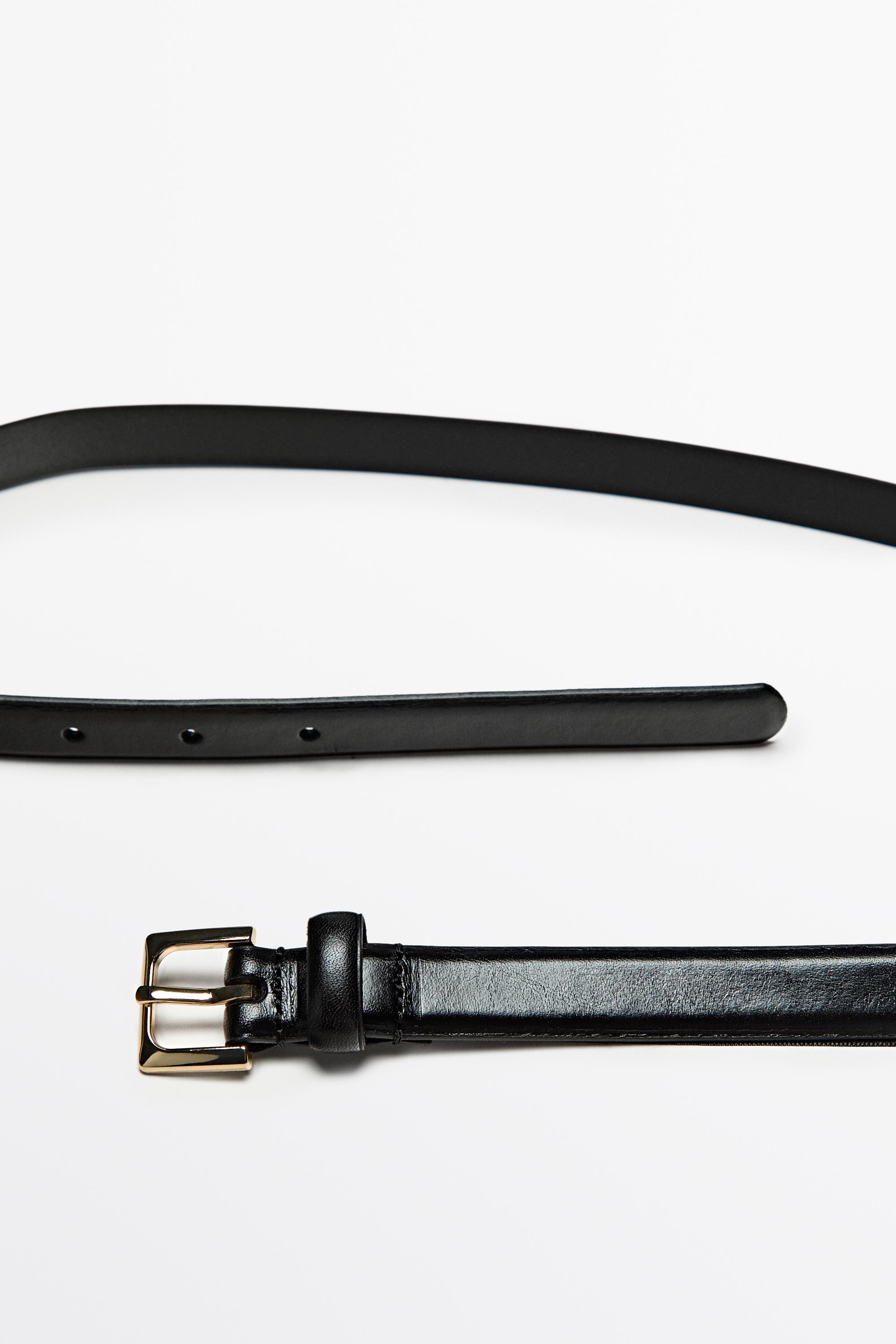 Nappa leather belt with square buckle